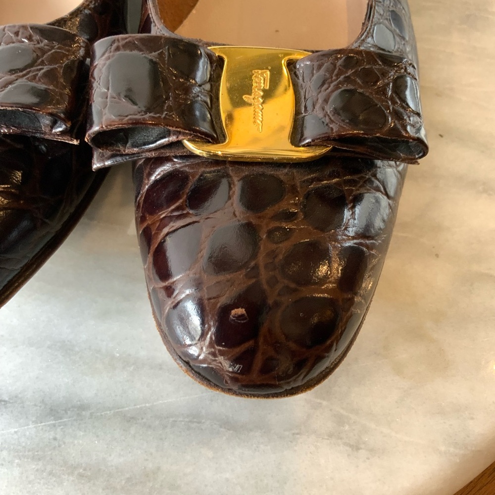 Salvatore Ferragamo Brown Crocodile Shoes - Picture 7 of 12